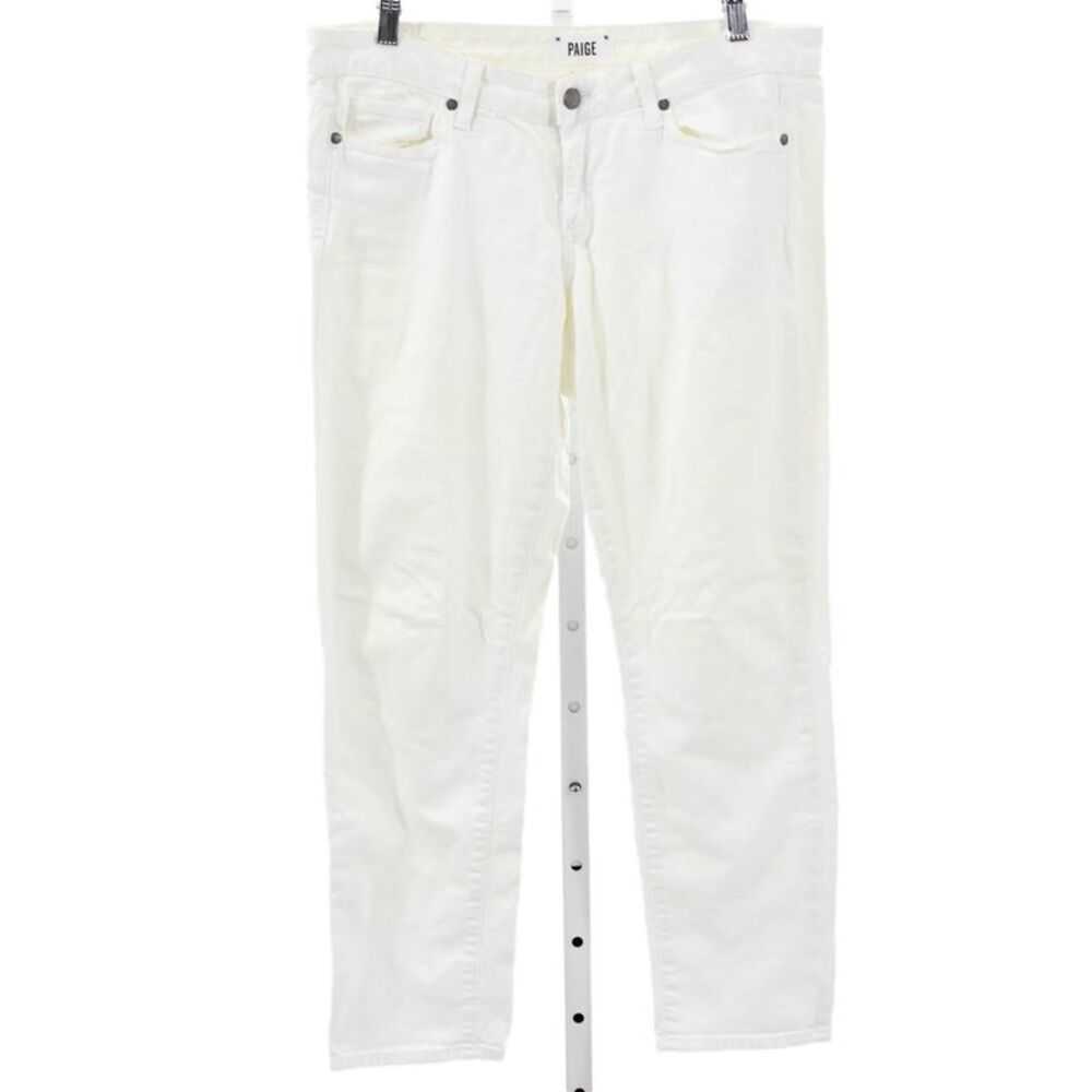 Paige Womens Skinny Jeans White Cotton Mid Rise Button Closure Size 29